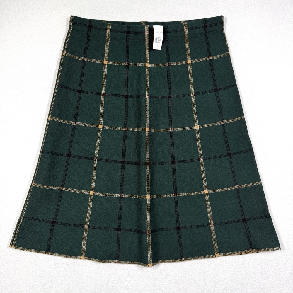 Ann Taylor Skirt Womens Large Plaid Knit Pull In Equestrian Academia A-Line NWT